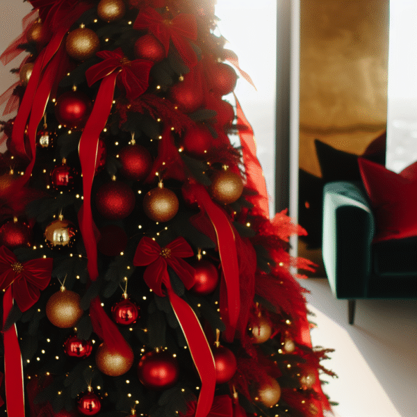 elegant red and gold christmas tree
