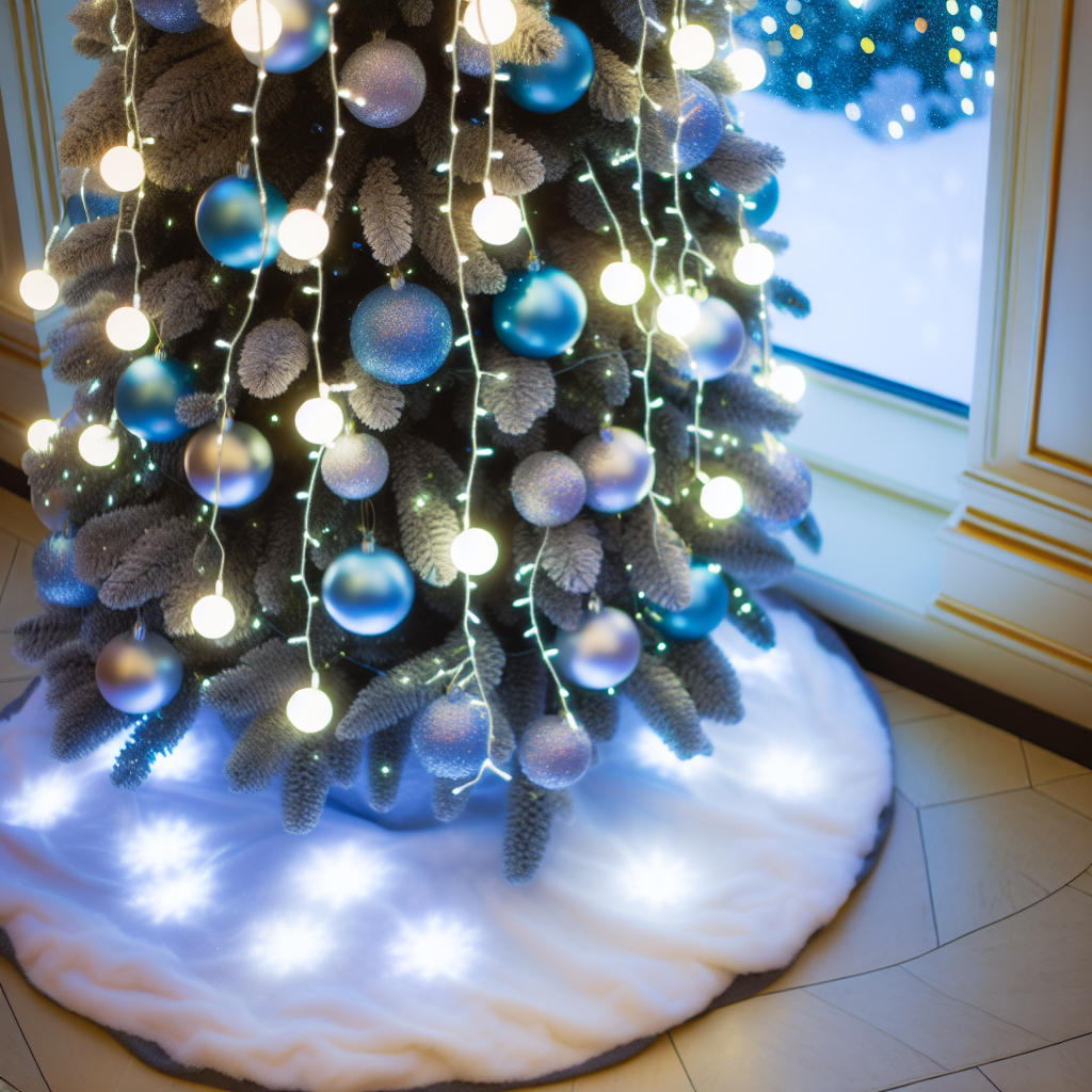 blue and white christmas tree