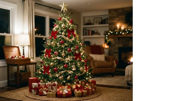 red and gold christmas tree